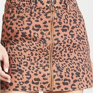 WE THE FREE Animal Print Denim Mini Skirt